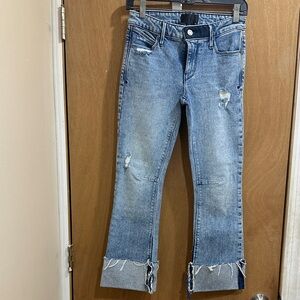 RtA Light Blue Distressed Cropped Jeans